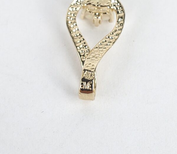 14k Yellow Gold Heart Shape Opal Diamond Drop Dangle Dangling Slider Pendant 7/8 - Image 5