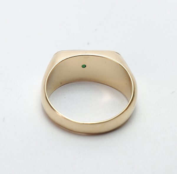 14k Yellow Gold Natural Green Jadeite Jade Bezel Set Saddle Ring 7'' - Image 9