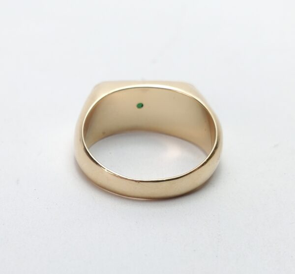 14k Yellow Gold Natural Green Jadeite Jade Bezel Set Saddle Ring 7'' - Image 10