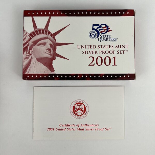 2001 S US Mint Silver Proof Set in OGP with COA 10 coin set - Image 7