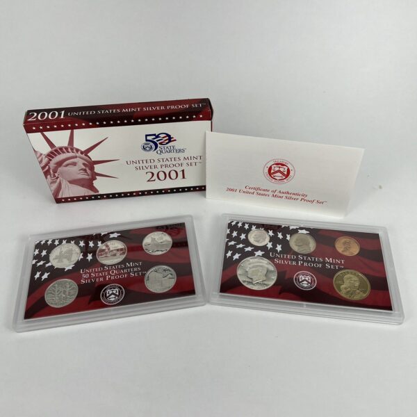2001 S US Mint Silver Proof Set in OGP with COA 10 coin set