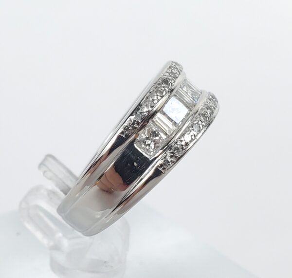 950 Platinum .78ctw Princess Baguette Round Cut Natural Diamond Band Ring 5'' - Image 5