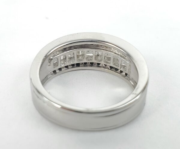950 Platinum .78ctw Princess Baguette Round Cut Natural Diamond Band Ring 5'' - Image 9