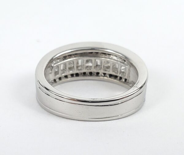 950 Platinum .78ctw Princess Baguette Round Cut Natural Diamond Band Ring 5'' - Image 10