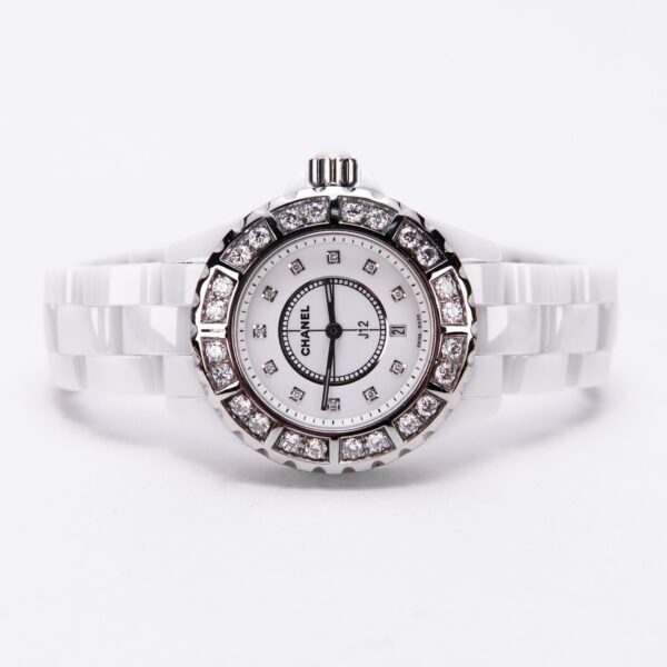 Chanel Factory Diamond Dial / Bezel 33mm Quartz White Ceramic Ladies Watch - Image 3