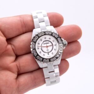 Chanel Factory Diamond Dial / Bezel 33mm Quartz White Ceramic Ladies Watch