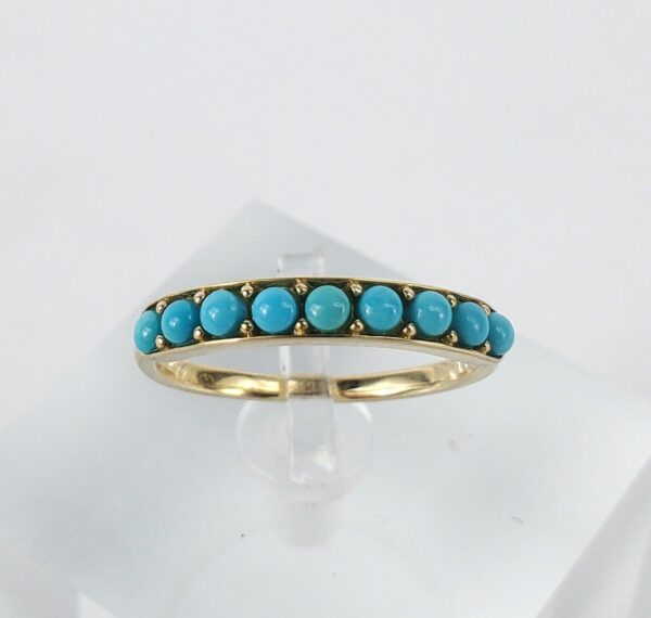 Effy 14k Yellow Gold 9 Stone Turquoise Band Ring 7'' - Image 3