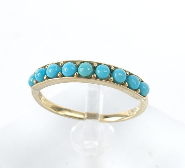 Effy 14k Yellow Gold 9 Stone Turquoise Band Ring 7'' - Image 4
