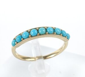 Effy 14k Yellow Gold 9 Stone Turquoise Band Ring 7''
