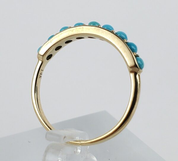 Effy 14k Yellow Gold 9 Stone Turquoise Band Ring 7'' - Image 7