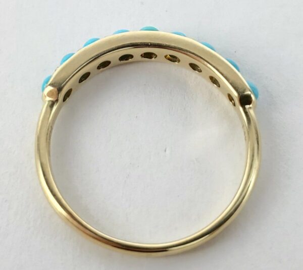 Effy 14k Yellow Gold 9 Stone Turquoise Band Ring 7'' - Image 8