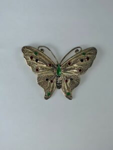Topazio Portugal Sterling Silver Filigree Enamel Butterfly Brooch Pin