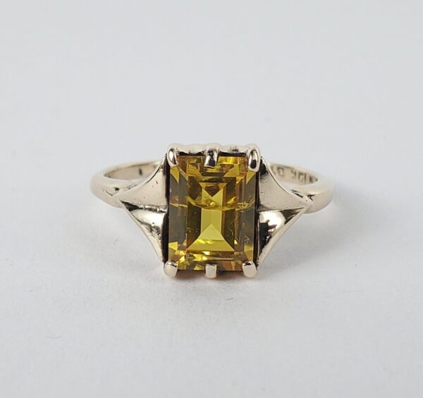 Vintage 10k Yellow Gold 1.50ctw Natural Yellow Sapphire Solitaire Ring 5.75''