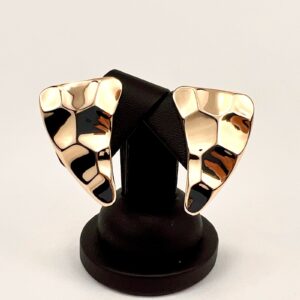 Vintage 13k Yellow Gold Post Modern Large Triangle Hammered Lever Back Earrings
