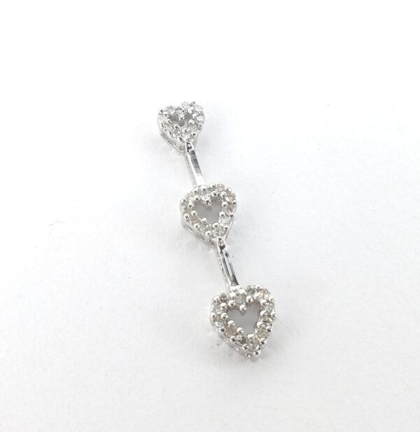 10k White Gold .30ctw Diamond Triple Heart Love Slider Drop Pendant 1 1/8'' - Image 4