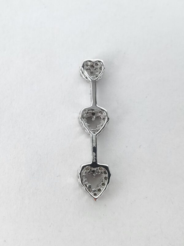 10k White Gold .30ctw Diamond Triple Heart Love Slider Drop Pendant 1 1/8'' - Image 5