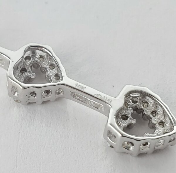 10k White Gold .30ctw Diamond Triple Heart Love Slider Drop Pendant 1 1/8'' - Image 6