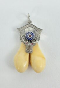 10k White Gold BPOE Order of the Elk Drop Pendant 1 3/8''