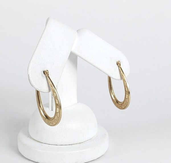 10k Yellow Gold Weave Basket Texture Hoop Earrings 1'' - Image 3