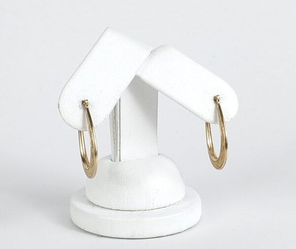 10k Yellow Gold Weave Basket Texture Hoop Earrings 1'' - Image 4
