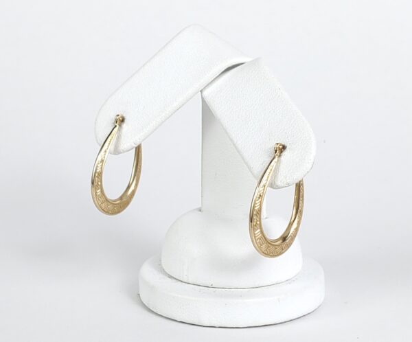 10k Yellow Gold Weave Basket Texture Hoop Earrings 1'' - Image 5