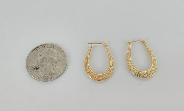 10k Yellow Gold Weave Basket Texture Hoop Earrings 1'' - Image 7
