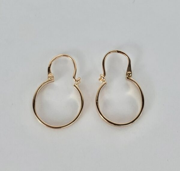 14k Rose Gold 2.05mm Flat Wire Drop Hanging Dangle Dangling Hoop Earrings 7/8'' - Image 3