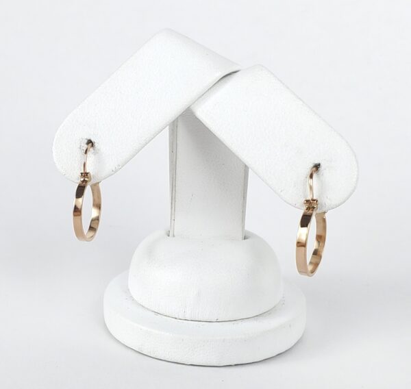 14k Rose Gold 2.05mm Flat Wire Drop Hanging Dangle Dangling Hoop Earrings 7/8'' - Image 4