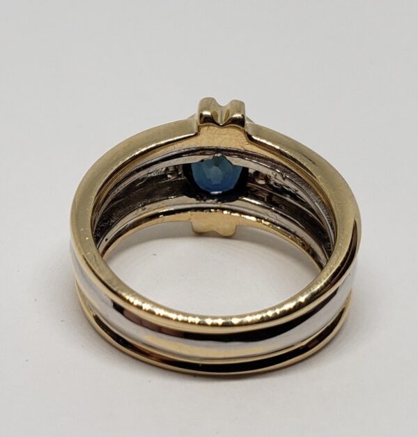 14k Two Tone Yellow & White Gold 1.25ct Blue Sapphire Solitaire Ring - Image 5