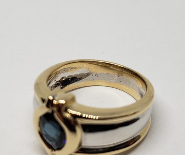 14k Two Tone Yellow & White Gold 1.25ct Blue Sapphire Solitaire Ring - Image 7