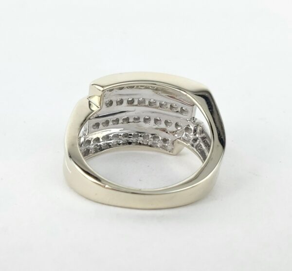 14k White Gold Pave Diamond Crossover Style Band Ring 5'' - Image 11