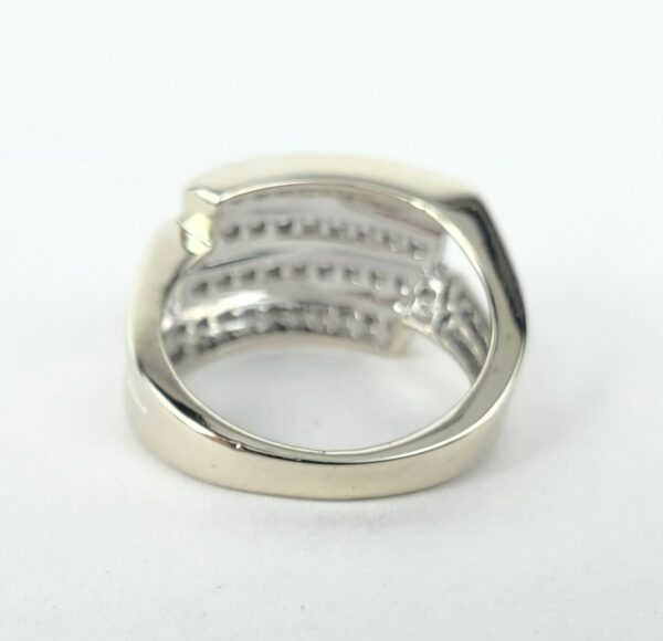 14k White Gold Pave Diamond Crossover Style Band Ring 5'' - Image 12