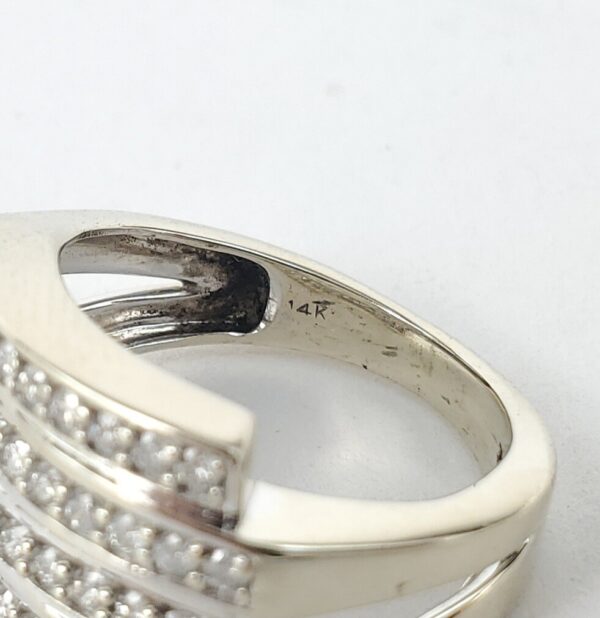 14k White Gold Pave Diamond Crossover Style Band Ring 5'' - Image 13