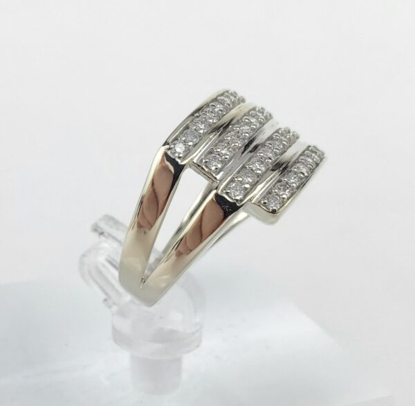 14k White Gold Pave Diamond Crossover Style Band Ring 5'' - Image 7