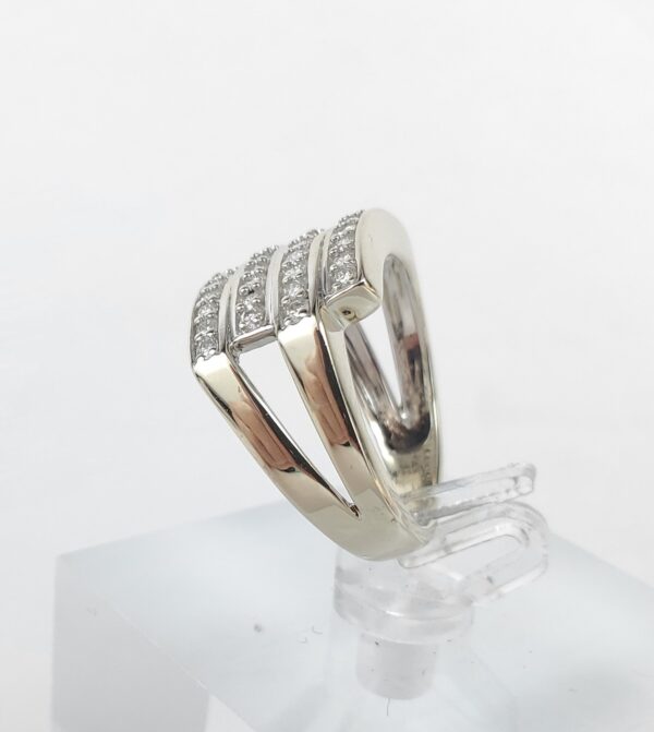 14k White Gold Pave Diamond Crossover Style Band Ring 5'' - Image 8