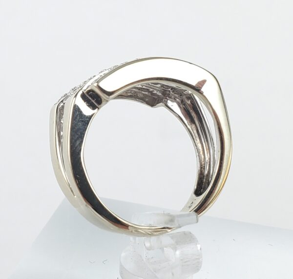 14k White Gold Pave Diamond Crossover Style Band Ring 5'' - Image 9