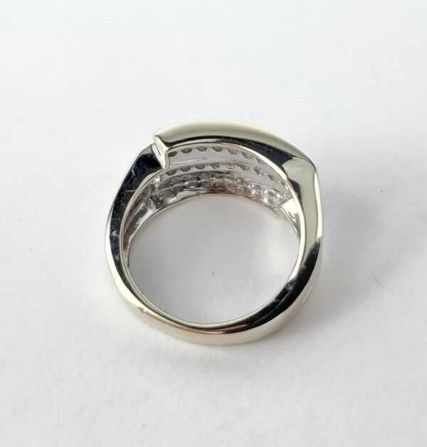14k White Gold Pave Diamond Crossover Style Band Ring 5'' - Image 10