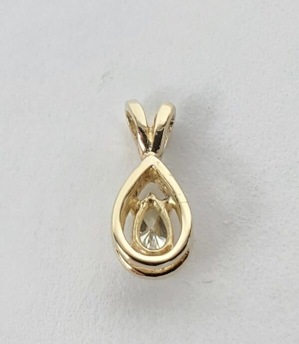 14k Yellow Gold .10c Natural Pear Shape Diamond Solitaire Drop Pendant 3/8' - Image 5