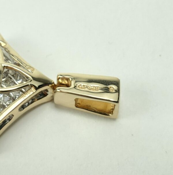 14k Yellow Gold 1.25ct Natural Mystery Invisible Set Princess Diamond Pendant - Image 6