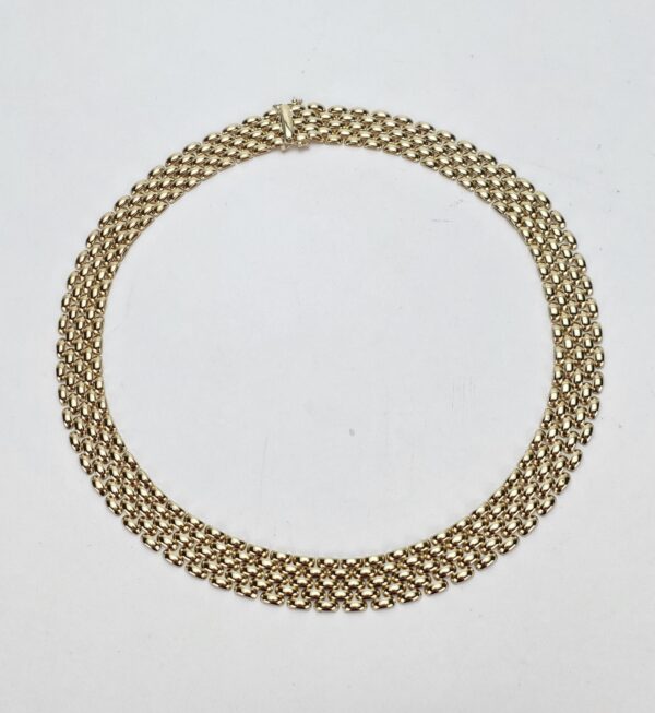 14k Yellow Gold 12mm Wide 5-Row Panther Mesh Choker Wide Link Necklace 15 7/8'' - Image 5