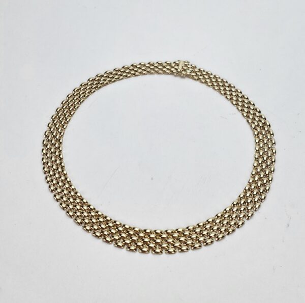 14k Yellow Gold 12mm Wide 5-Row Panther Mesh Choker Wide Link Necklace 15 7/8'' - Image 6