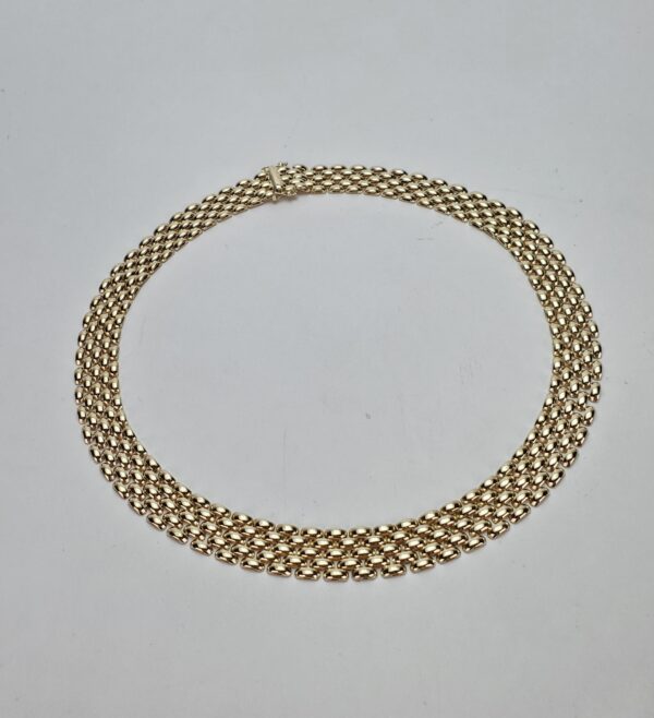 14k Yellow Gold 12mm Wide 5-Row Panther Mesh Choker Wide Link Necklace 15 7/8'' - Image 7