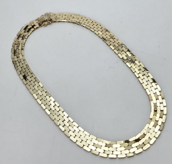 14k Yellow Gold 12mm Wide 5-Row Panther Mesh Choker Wide Link Necklace 15 7/8'' - Image 8