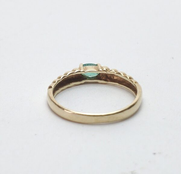 14k Yellow Gold .20ct Natural Emerald Solitaire Shrimp Bubble Band Ring 5.75'' - Image 8