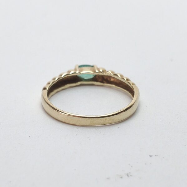 14k Yellow Gold .20ct Natural Emerald Solitaire Shrimp Bubble Band Ring 5.75'' - Image 9