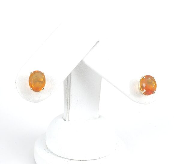 14k Yellow Gold 2.25ctw Natural Oval Cut Fire Opal Stud Earrings - Image 4