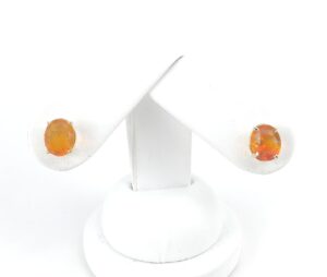 14k Yellow Gold 2.25ctw Natural Oval Cut Fire Opal Stud Earrings