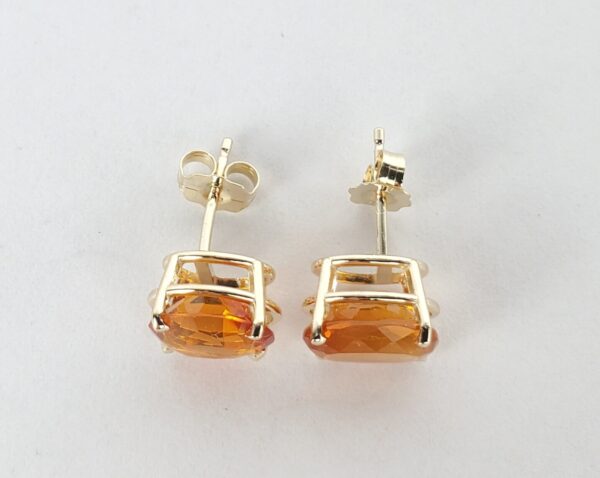14k Yellow Gold 2.25ctw Natural Oval Cut Fire Opal Stud Earrings - Image 6