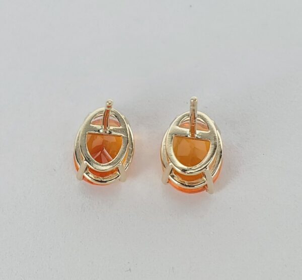 14k Yellow Gold 2.25ctw Natural Oval Cut Fire Opal Stud Earrings - Image 7