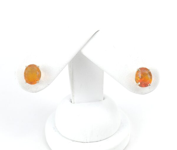 14k Yellow Gold 2.25ctw Natural Oval Cut Fire Opal Stud Earrings